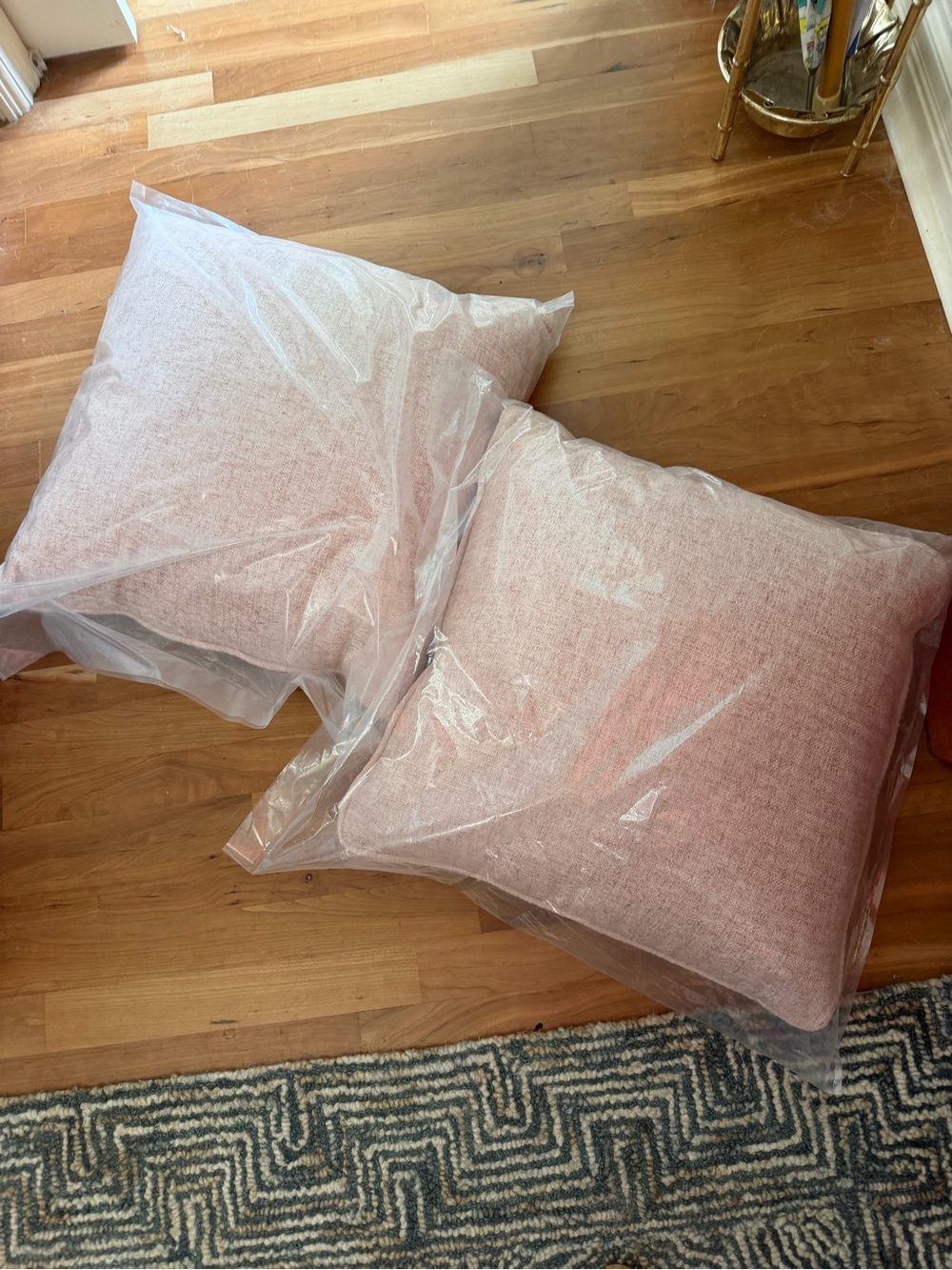 Anthropologie Peachy Pink Textured Round Throw Pillow